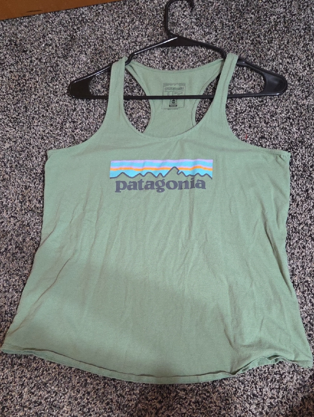 Patagonia Light Sage Green Logo Racerback Tank